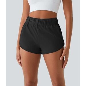 Halara High Waisted Dolphin Hem Casual‎ Shorts 2" Black Small NWT